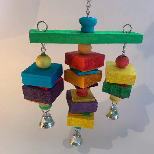 3 Hanging Wood Blocks Bird Toy Large