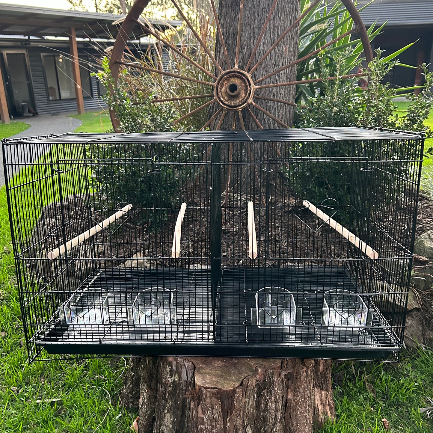 3 Bird Flight Cages with Divider 75cm