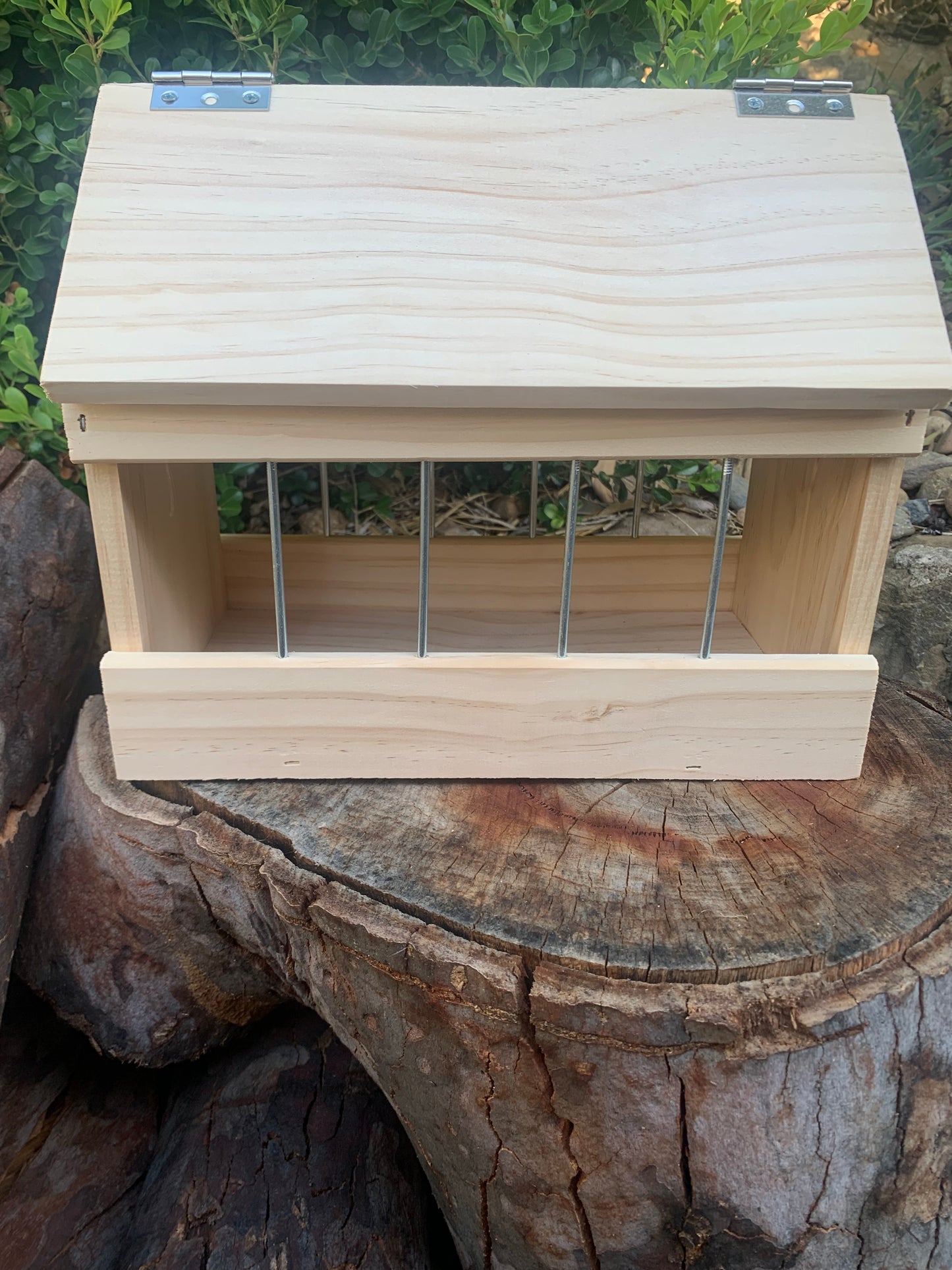 Pigeon Feeder Wood with Gabled Roof