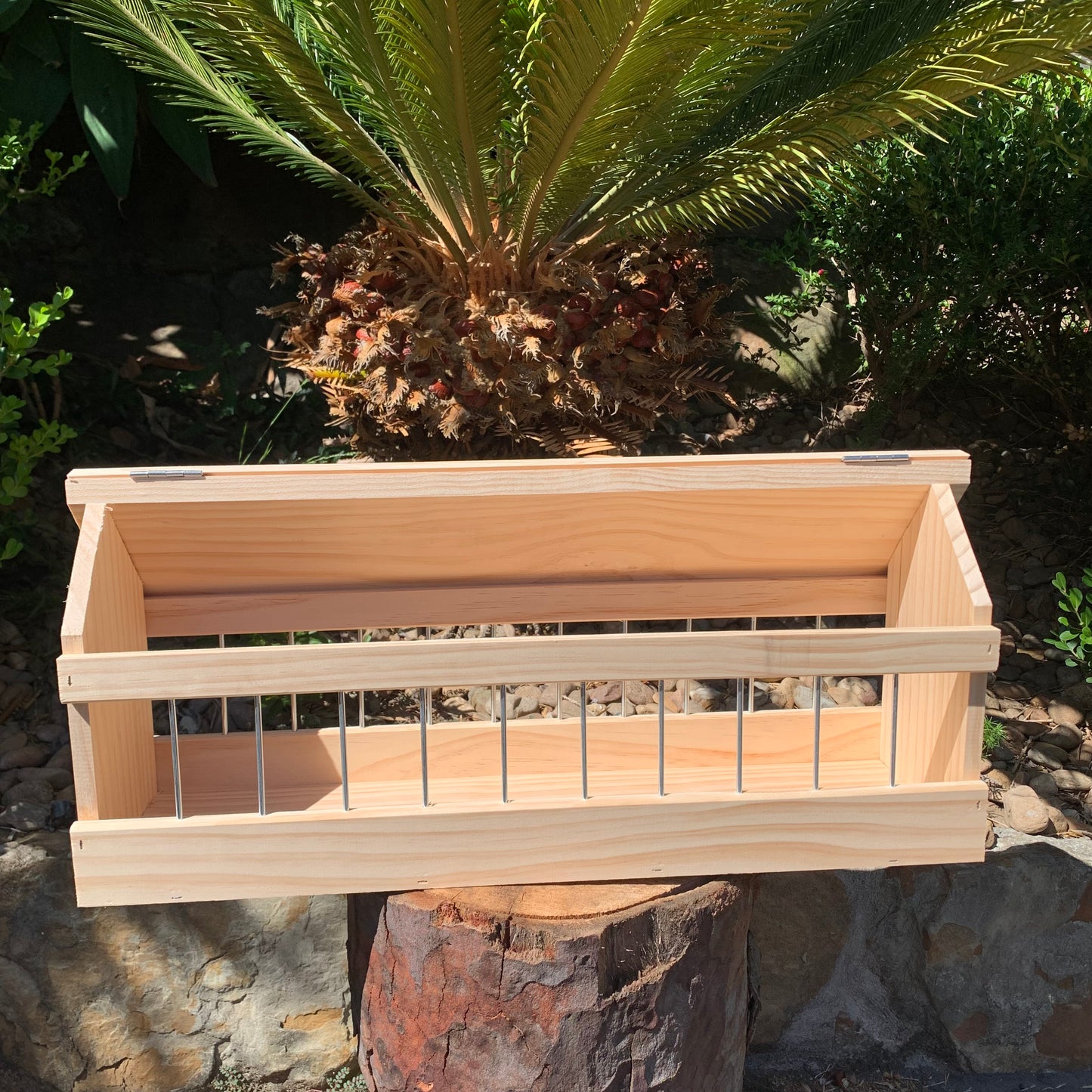 Pigeon Feeder Wood with Gabled Roof