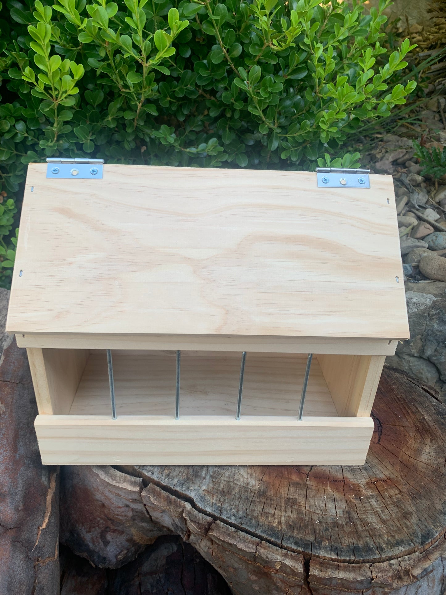 Pigeon Feeder Wood with Gabled Roof