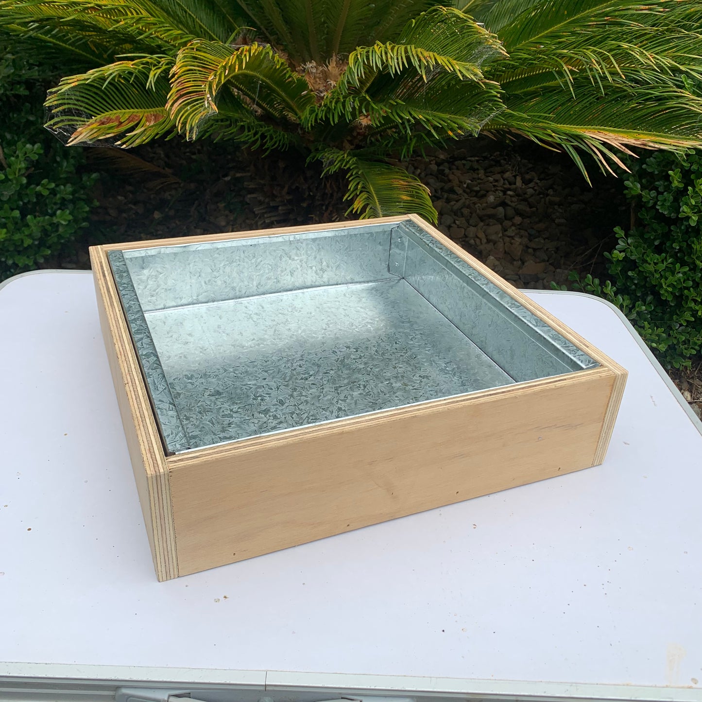 Parrot Feeder Wood with Metal Tray