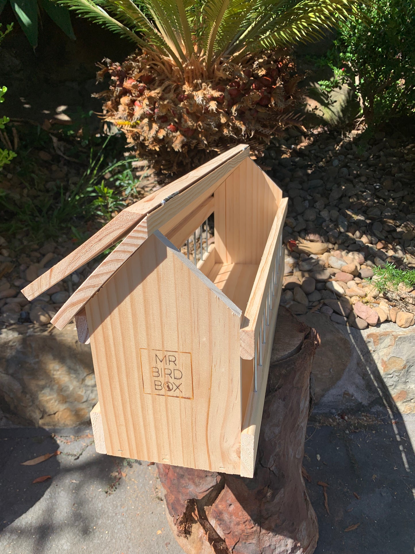 Pigeon Feeder Wood with Gabled Roof